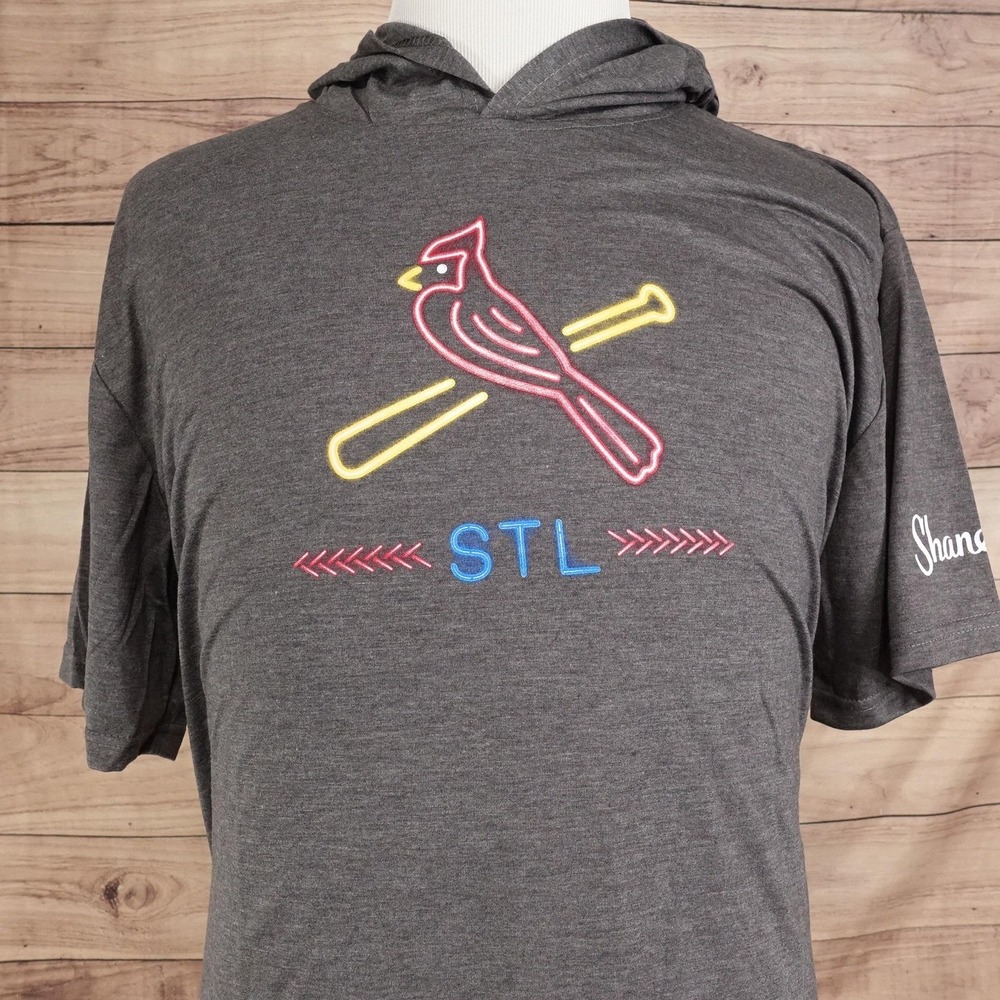 St. Louis Cardinals Hoodie Short Sleeve Mens XL Gray MLB Baseball Shane Co SGA